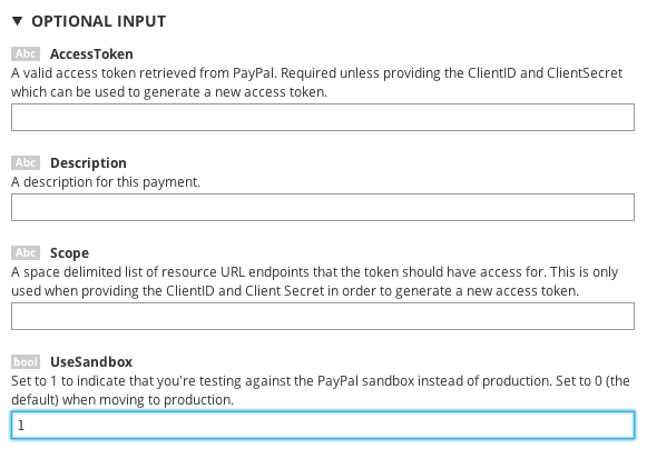 PayPal Inputs