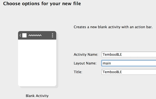 The proper options to choose for your new file in Android Studio