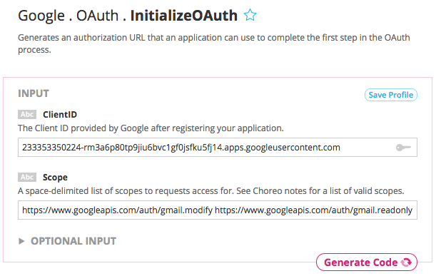 Google OAuth Inputs