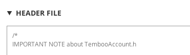 The generated header file containing your Temboo account information