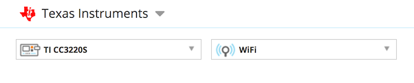 Selecting a CC3220 board on the Choreo page.
