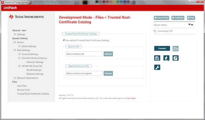 Selecting the cert catalog files