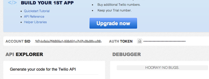 The Twilio Console Dashboard