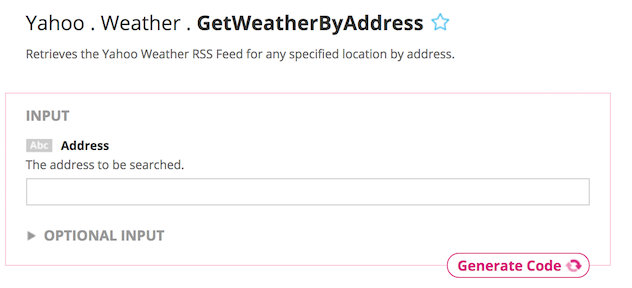 Yahoo! Weather Inputs