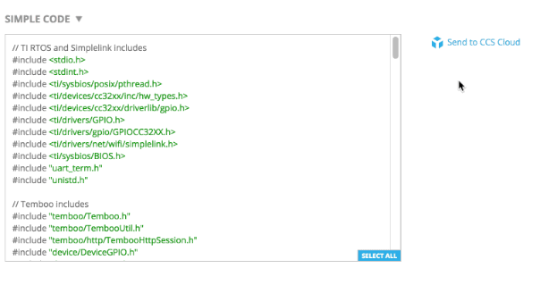 Sending code from Temboo to CCS Cloud